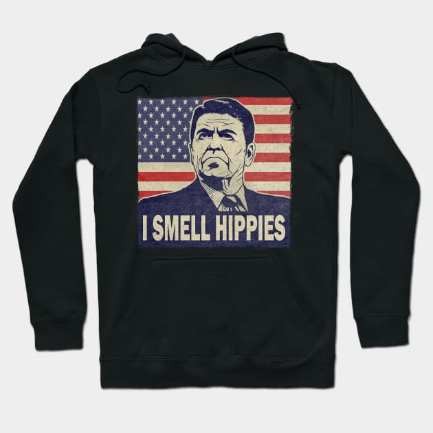 I Smell Hippies Ronald Reagan Hoodie by ZlaGo